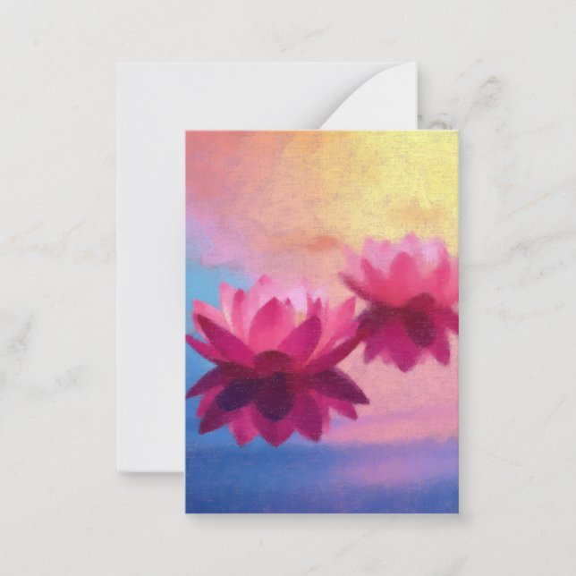 Colorful Abstract Lotus Flowers Note Card (Front)
