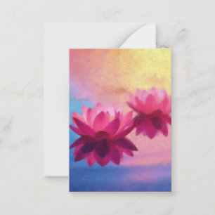 Colorful Abstract Lotus Flowers Note Card