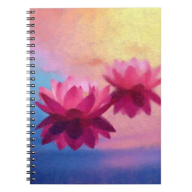 Colorful Abstract Lotus Flowers Notebook (Front)