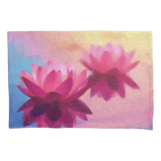 Colorful Abstract Lotus Flowers Pillow Case (Front)