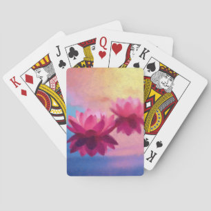 Colorful Abstract Lotus Flowers Poker Cards