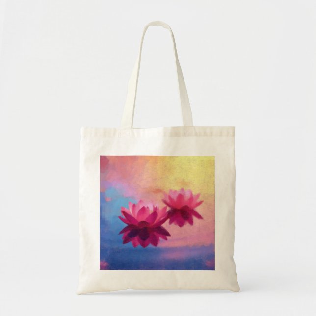 Colorful Abstract Lotus Flowers Tote Bag (Front)