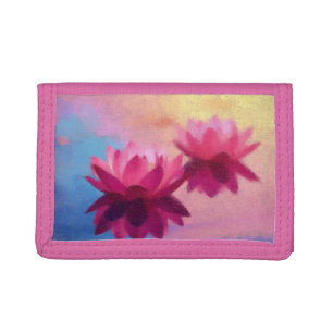 Colorful Abstract Lotus Flowers Trifold Wallet