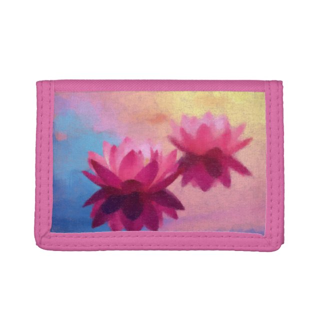 Colorful Abstract Lotus Flowers Trifold Wallet (Front)