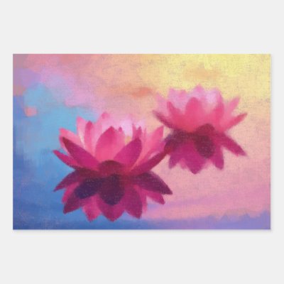 Colorful Abstract Lotus Flowers Wrapping Paper Sheets