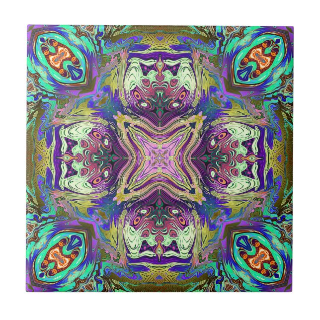 Colorful Abstract Mandala Tile (Front)
