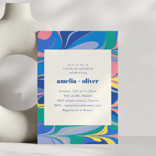Colorful Abstract Marble Couples Wedding Shower Invitation