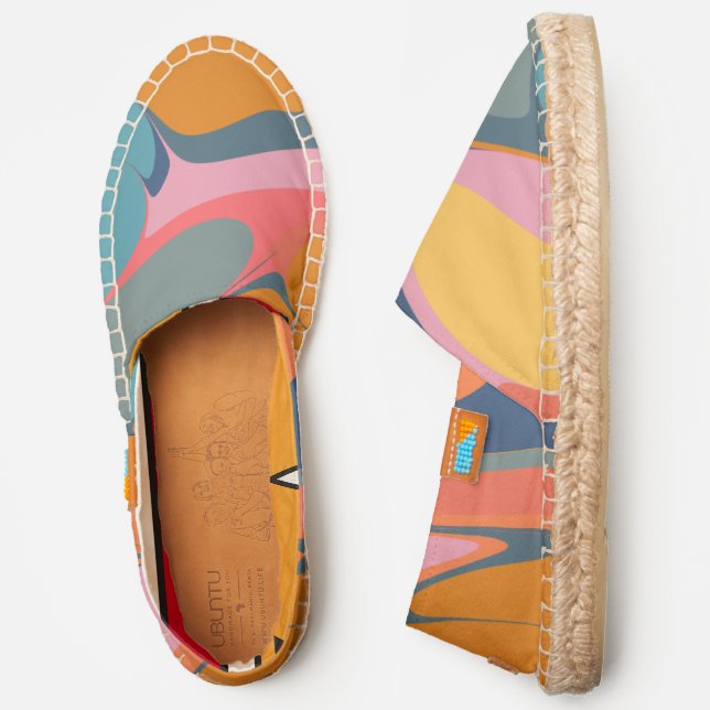Colorful Abstract Marble Modern Art Design Espadrilles (Side)