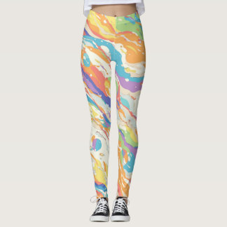 Colorful Abstract Marble Print Leggings