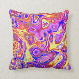 Colorful Abstract Marble Swirl Girly Throw Pillow