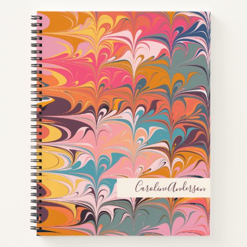 Colorful Abstract Marble Swirls Personalized Notebook