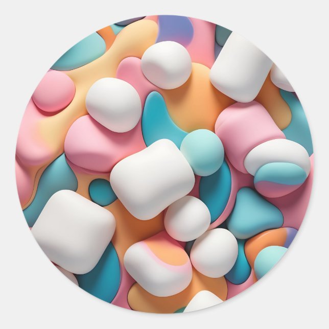 Colorful Abstract Marshmallows Classic Round Sticker (Front)