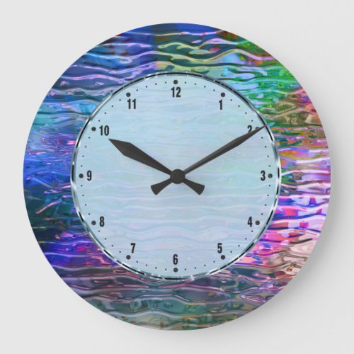 Colorful Abstract Melting Glass Large Clock