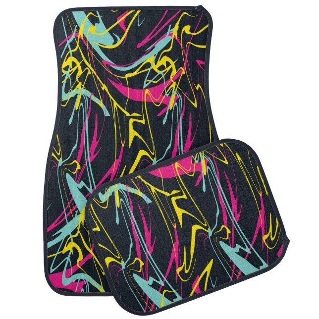 Colorful Abstract Memphis Lines Pattern Car Floor Mat (Set)