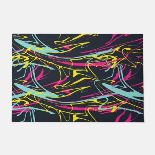 Colorful Abstract Memphis Lines Pattern Doormat