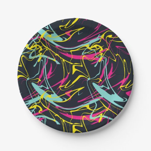Colorful Abstract Memphis Lines Pattern Paper Plates