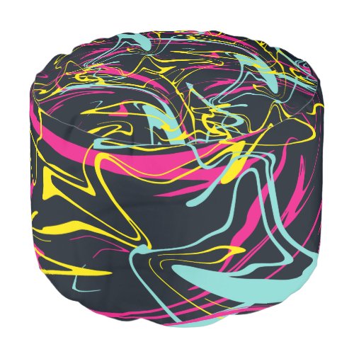 Colorful Abstract Memphis Lines Pattern Pouf