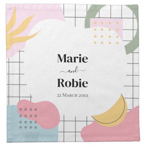 Colorful Abstract Memphis Wedding Cloth Napkin