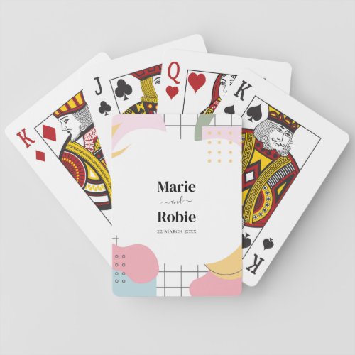 Colorful Abstract Memphis Wedding Playing Cards
