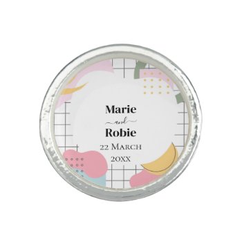 Colorful Abstract Memphis Wedding Ring by LovJoie at Zazzle