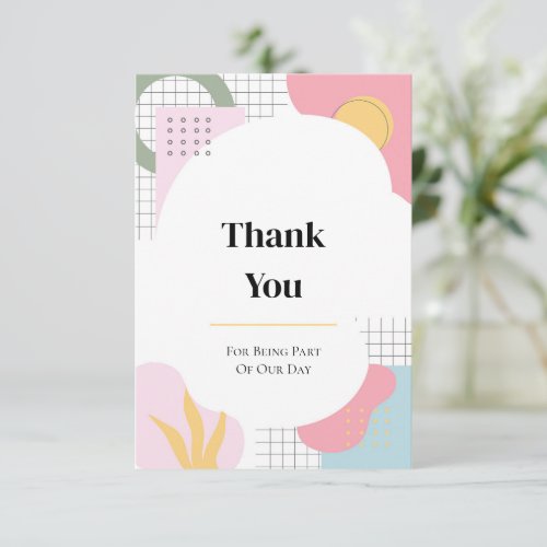 Colorful Abstract Memphis Wedding Thank You Card