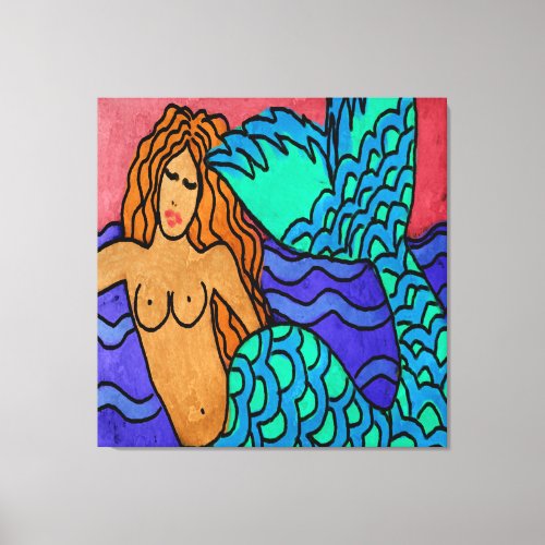 Colorful Abstract Mermaid Painting Canvas Print