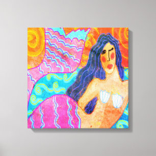 Colorful Abstract Mermaid Stretched Canvas Print