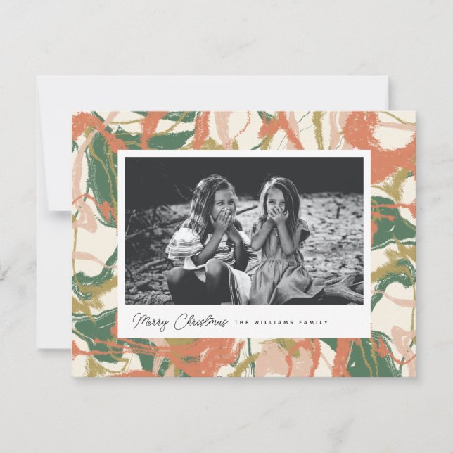 Colorful Abstract Merry Christmas Snapshot Photo  Holiday Card (Front)