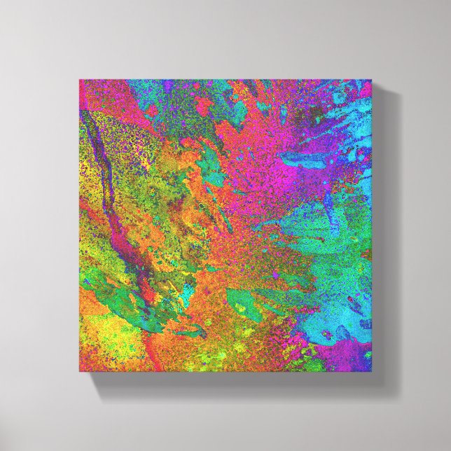 Colorful Abstract Mixed Media Leaf Canvas Print (Front)