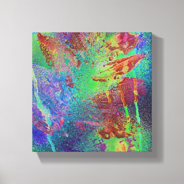 Colorful Abstract Mixed Media Leaf Digital Art Canvas Print (Front)
