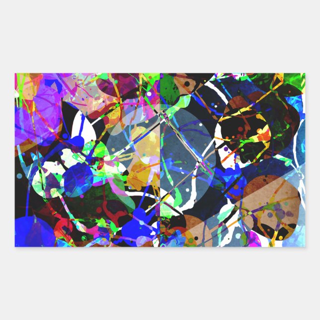 Colorful Abstract Mixed Media Rectangular Sticker (Front)