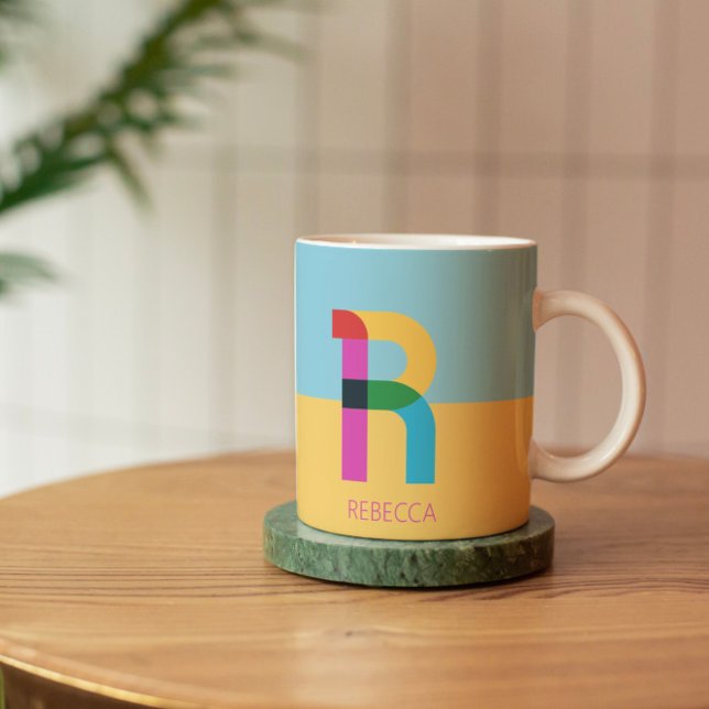 Colorful Abstract Modern Alphabet Letter R Named Coffee Mug (Creator Uploaded)