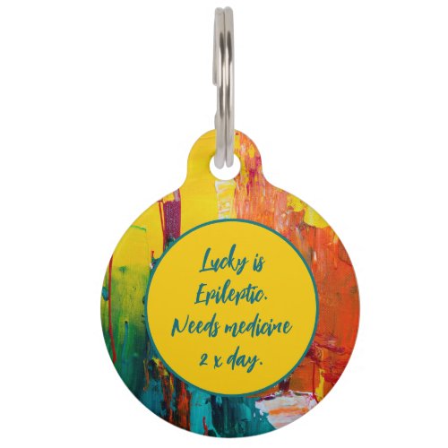 Colorful Abstract Modern Art Epilepsy Pet ID Tag