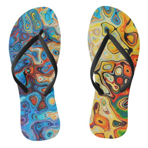 Colorful Abstract Modern Art Flip Flops