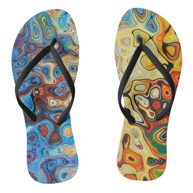 Colorful Abstract Modern Art Flip Flops (Footbed)