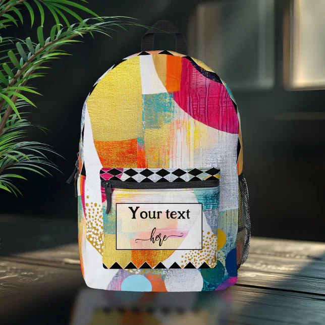 Colorful Abstract Modern Art Printed Backpack | Zazzle display picture 1