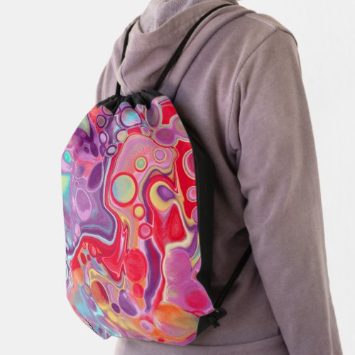 Colorful Abstract Modern Digital Art  Drawstring Bag