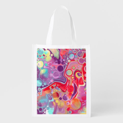 Colorful Abstract Modern Digital Art  Grocery Bag