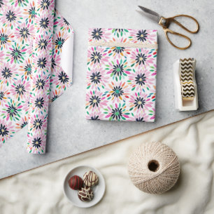 Colorful Abstract Modern Flower Pattern Wrapping Paper