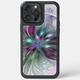 Colorful Abstract Modern Fractal Flower Initials iPhone 13 Pro Max Case