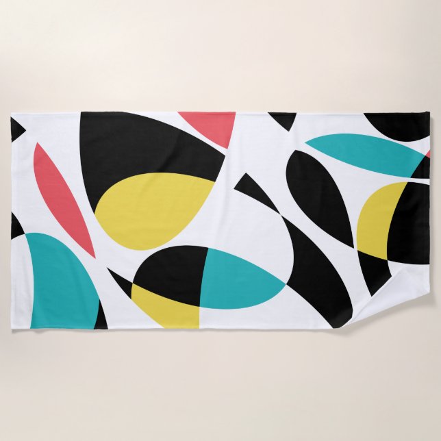 Colorful, abstract, modern, fun geometric pattern beach towel (Front)