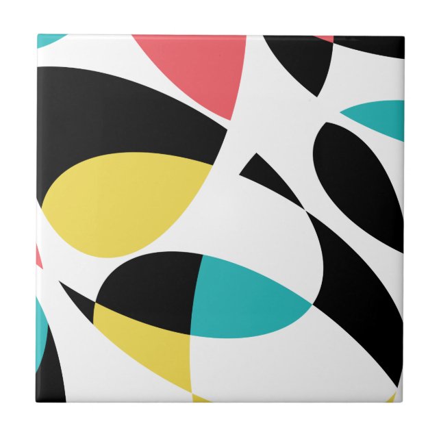 Colorful, abstract, modern, fun geometric pattern ceramic tile (Front)