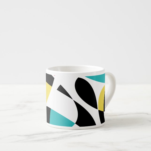 Colorful, abstract, modern, fun geometric pattern espresso cup (Front Right)