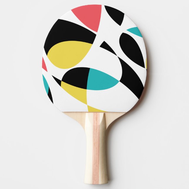 Colorful, abstract, modern, fun geometric pattern ping pong paddle (Front)