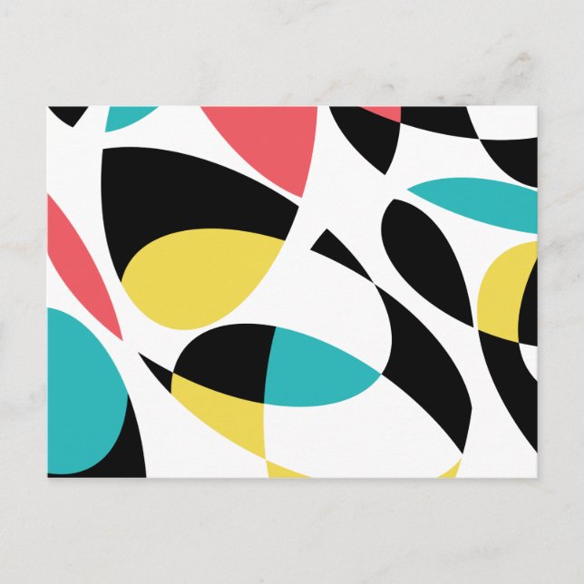 Colorful, abstract, modern, fun geometric pattern postcard (Front)