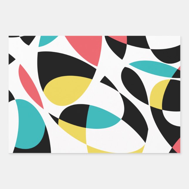 Colorful, abstract, modern, fun geometric pattern wrapping paper sheets (Front)