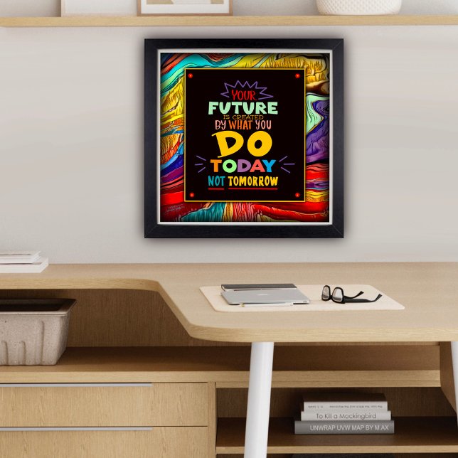 Colorful Abstract Modern Futur Inspiring Classroom Poster (Fun, colorful future quote Classroom Poster by Inspirivity)