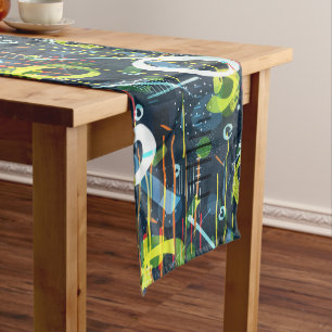 Colorful Abstract Modern Geometric Pattern Medium Table Runner