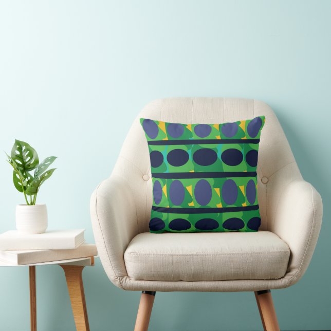 Colorful Abstract Modern Geometric Throw Pillow (Chair)