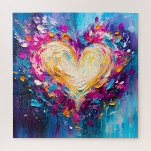 Colorful Abstract Modern Love Heart Jigsaw Puzzle
